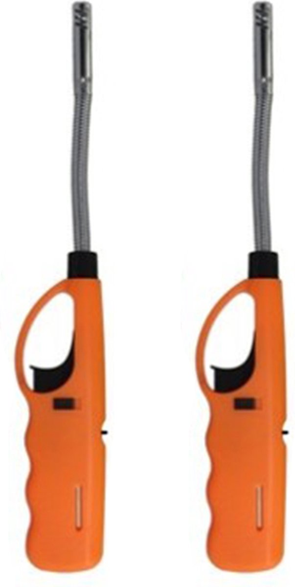 Flame Classics - BBQ/keuken/gas/haard aansteker - 5x - oranje - 27 cm