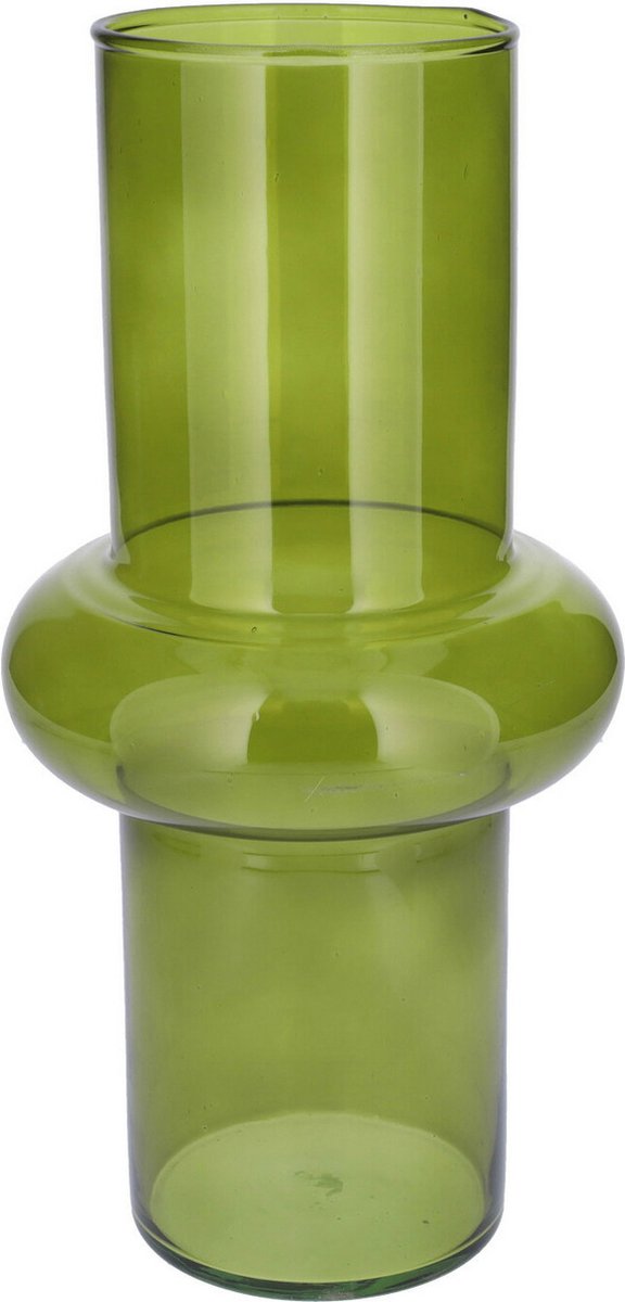 Bellatio Design Bloemenvaas - groen transparant gerecycled glas - 15 x 31 cm - vaas