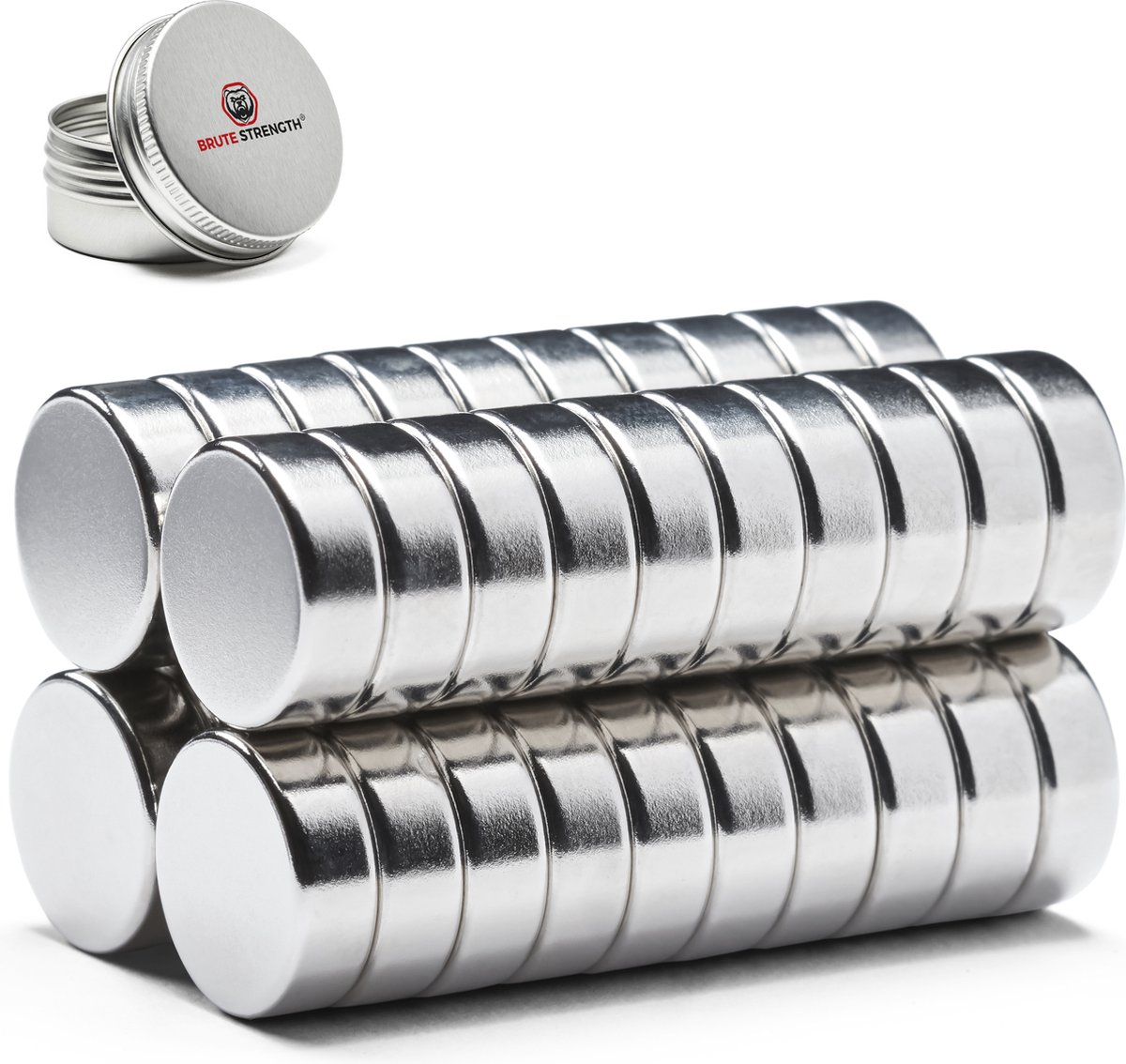 Brute Strength - Super sterke magneten - Rond - 15 x 5 mm - 40 stuks - Neodymium magneet sterk - Voor koelkast - whiteboard