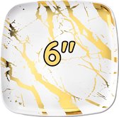 50 Marble design Herbruikbare feest borden 6" - goud en wit Premium borden - verjaardag, feesten, bbq enz - wegwerp vierkante borden