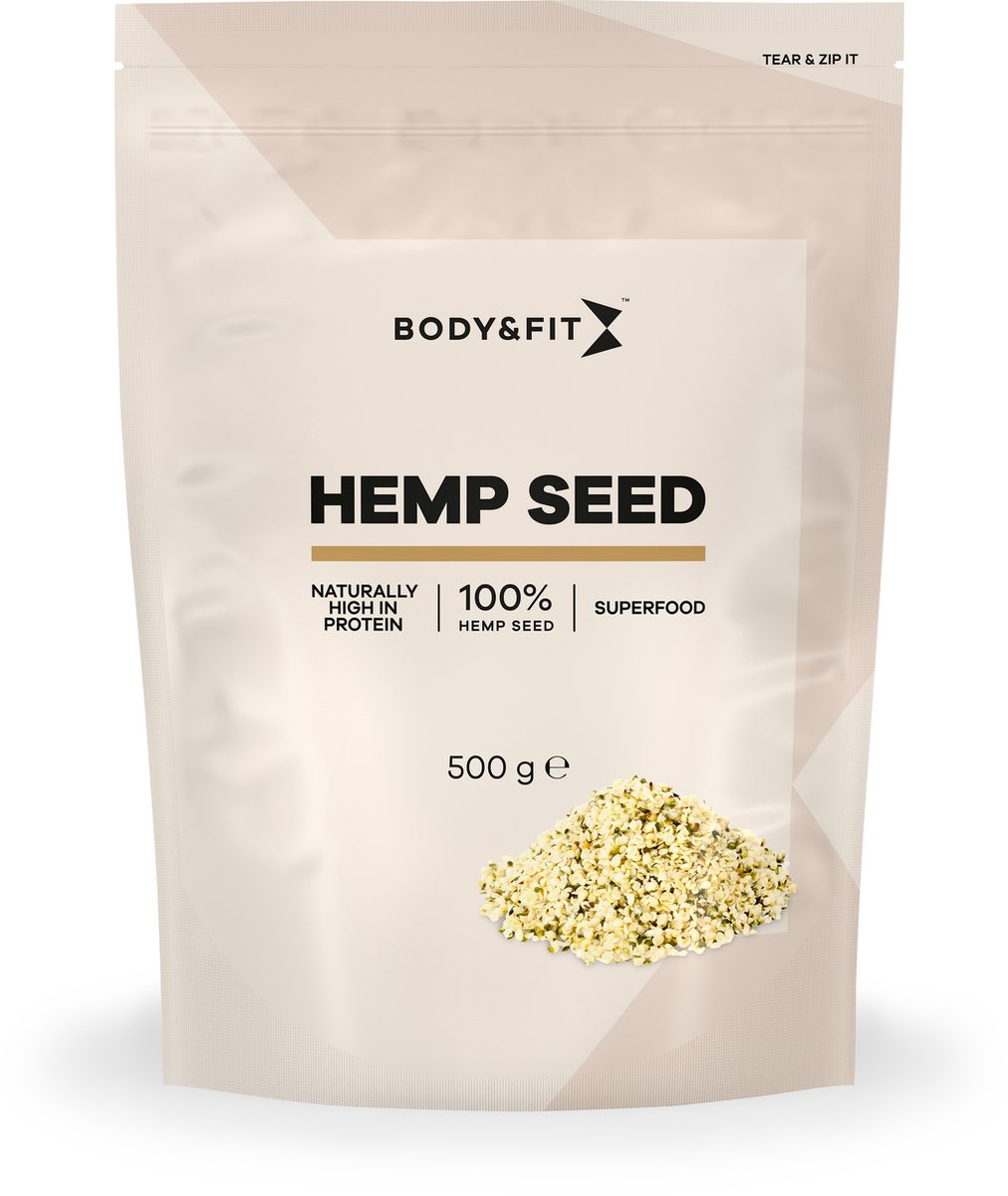 Body & Fit Pure Hemp Seed - Superfood - Hennepzaden / Hennepzaad - 500 gram (1 Zak) - Body & Fit