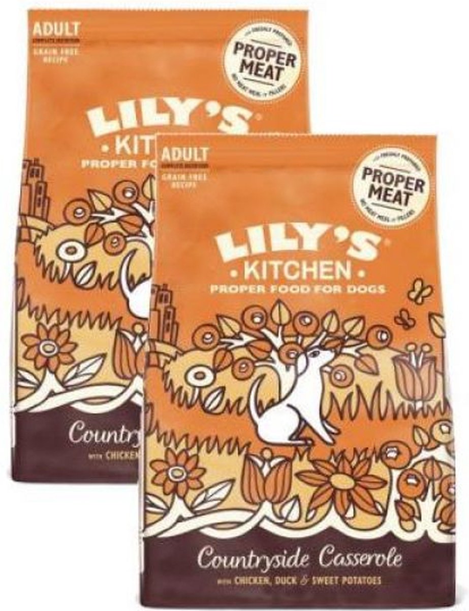 2x7 kg Lily's kitchen dog adult chicken duck countryside casserole hondenvoer