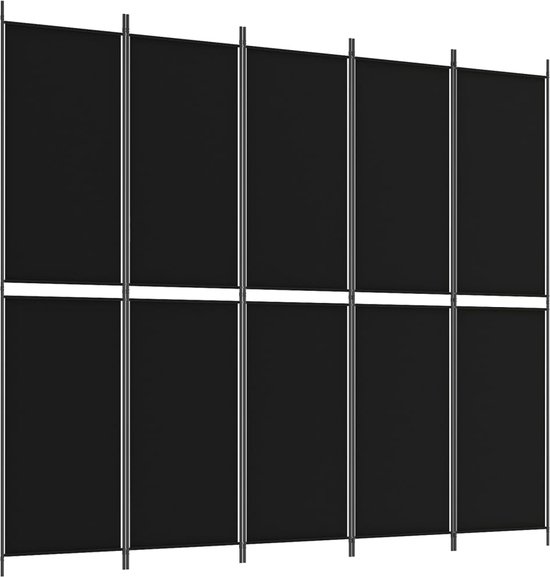 vidaXL - Kamerscherm - met - 5 - panelen - 250x220 - cm - stof - zwart