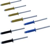 LB Tools Popnagels kentekenplaat | Kentekenplaatnagels set | geel, blauw, zwart aluminium