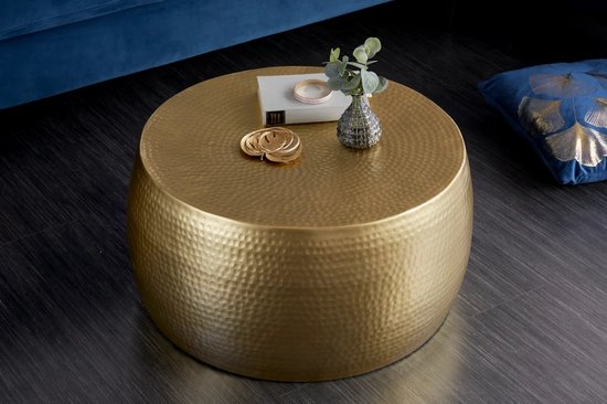 Handgemaakte salontafel ORIENT omvang 60cm goud gehamerd design hoogwaardige metaal-aluminiumlegering