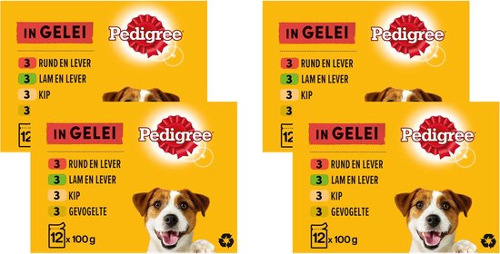 Pedigree Adult Honden Natvoer - Vlees & Gevogelte in Gelei - 4 x 6 stuks