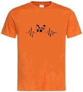 Grappig T-shirt - hartslag - heartbeat - drummen - drumstel - muziek - maat S