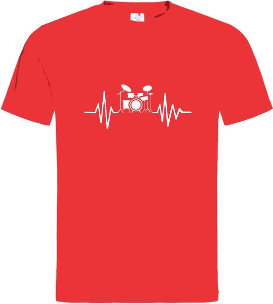 Grappig T-shirt - hartslag - heartbeat - drummen - drumstel - muziek - maat 3XL