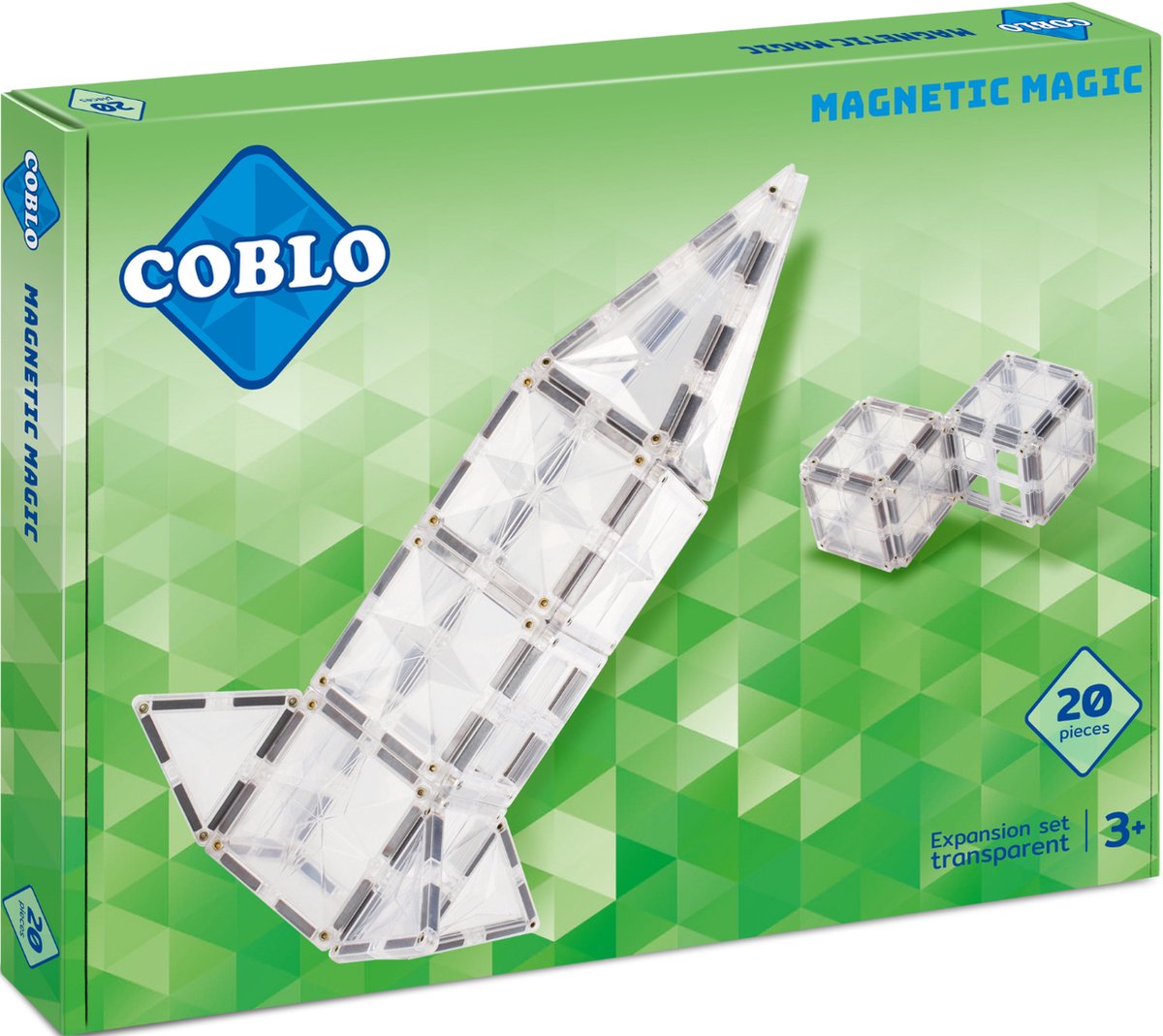 Coblo Transparant 20 stuks - Magnetisch speelgoed - Montessori speelgoed - Magnetische Bouwstenen - Magnetische tegels - STEM speelgoed - Cadeau kind - Speelgoed 3 jaar t/m 12 jaar