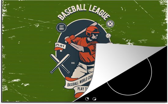 Foto: Kitchenyeah inductie beschermer 77x51 cm baseball honkbal retro kookplaataccessoires afdekplaat voor kookplaat inductiebeschermer inductiemat inductieplaat mat