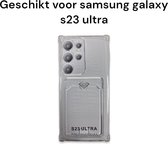 Samsung Galaxy S23 Ultra siliconen transparant hoesje antischok met pashouder - Samsung Galaxy S23 Ultra antishock backcover doorzichtig achterkant with card holder
