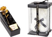 GreatGift® - Gouden Roos met Witte Rozen Beer - Luxe Bloemcadeau - Verjaardagscadeau -Moederdag - Valentijn - Liefde - Romantisch Geschenk - Cadeau voor vrouw