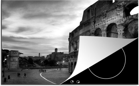 Foto: Kitchenyeah inductie beschermer 77x51 cm het colosseum in rome bij een zonsondergang zwart wit kookplaataccessoires afdekplaat voor kookplaat inductiebeschermer inductiemat inductieplaat mat