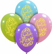 Vrolijk Pasen paasei ballonnen, 8 st., 30 cm, pastelkleuren, geschikt voor helium