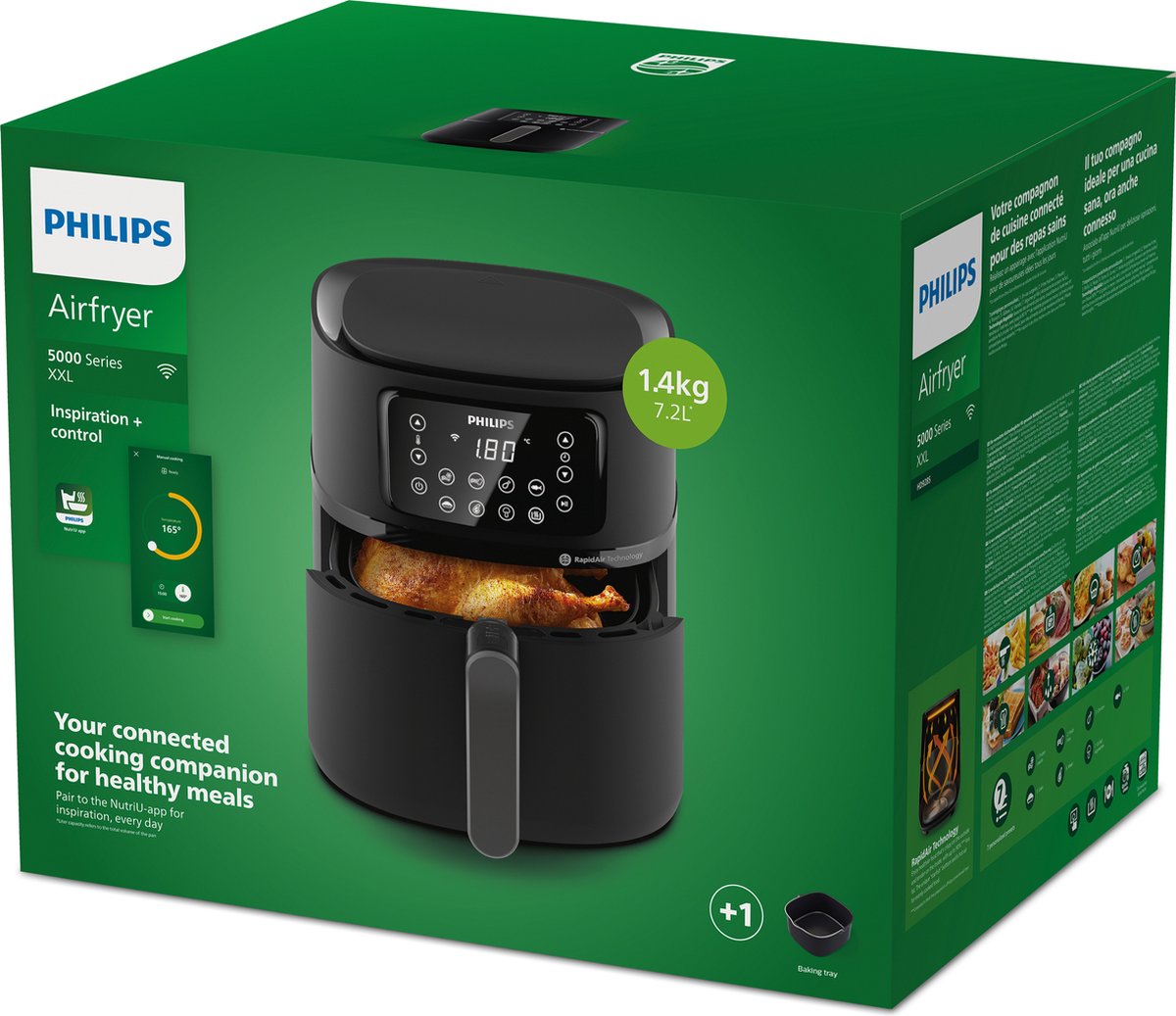 Philips Airfryer Connected 5000 Series - HD9285/93 - 7,2 liter (XXL) - Heteluchtfriteuse - RapidAir - Quickclean - Met bakvorm — afbeelding 7
