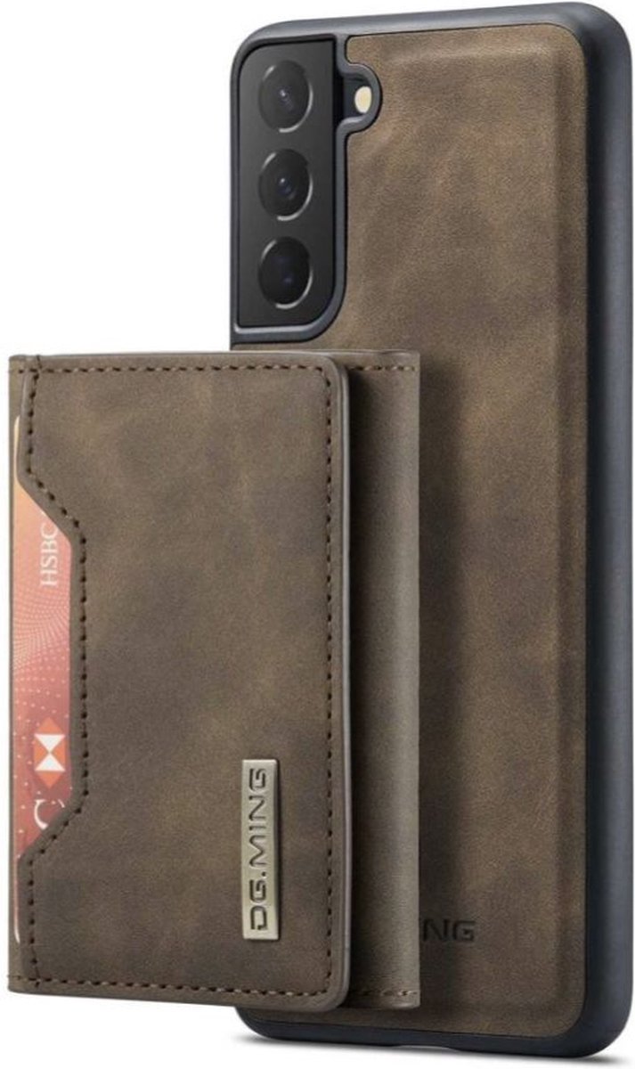 Geschikt voor Samsung Galaxy S23 Hoesje met Magnetische Kaarthouder - Bruin