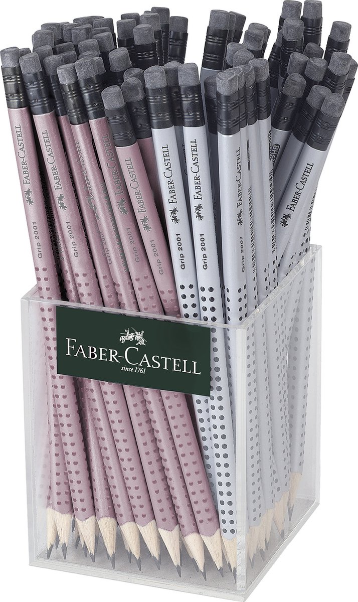 Faber-Castell grafietpotloden - Grip 2001 - HB met gum - koker a 72 stuks - FC-217272