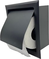 Maison DAM - Inbouw Toiletrolhouder - Mat zwart - RVS - Wc rolhouder