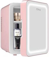 Réfrigérateur Olvy Skincare - Réfrigérateur Beauty - Avec Miroir et Siècle des Lumières - Réfrigérateur Maquillage - Rose - Cosmétiques - 4 Litre