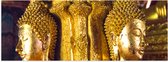Poster Glanzend – Pilaar met Gouden Boeddha's en Details - 60x20 cm Foto op Posterpapier met Glanzende Afwerking