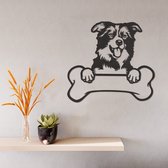 Wanddecoratie Border Collie - Muurdecoratie Border Collie - Muurdecoratie Hond - Wanddecoratie Hond Hout - Muurdecoratie Woonkamer - Wanddecoratie Woonkamer - Wanddecoratie Industrieel - Wanddecoratie Dieren - Home Decor - Wall Line Art - 29 x 27 cm