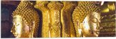 Vlag - Pilaar met Gouden Boeddha's en Details - 90x30 cm Foto op Polyester Vlag