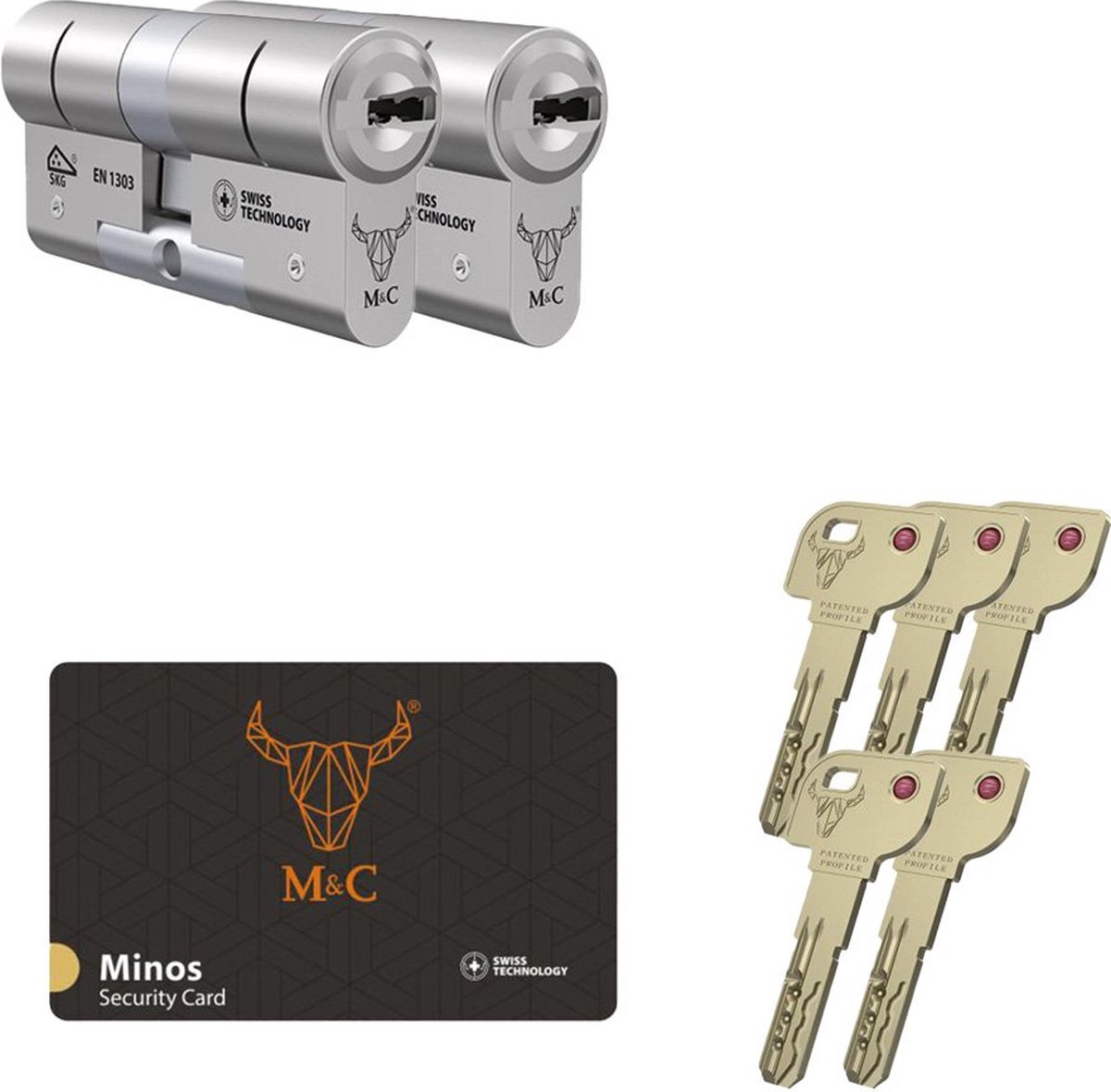 2 Cilindersloten gelijksluitend M&C Minos SKG***