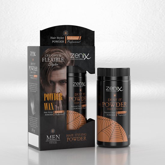 Zenix men series hair style powder wax natural 20 gr volume poeder