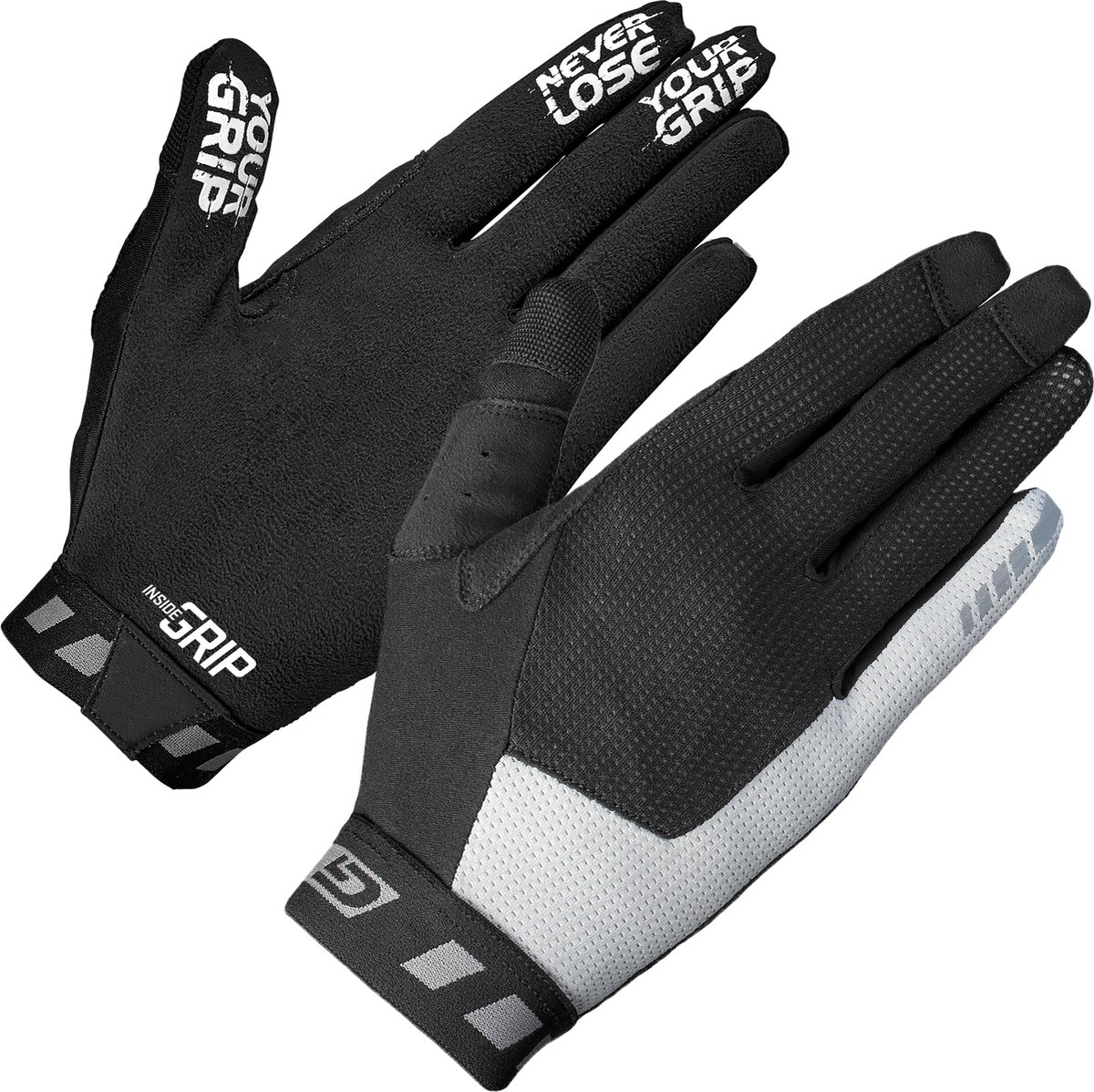 GripGrab - Vertical InsideGrip Lange Vinger Zomer Race MTB Gravel Fietshandschoenen zonder Padding - Zwart - Unisex - Maat L