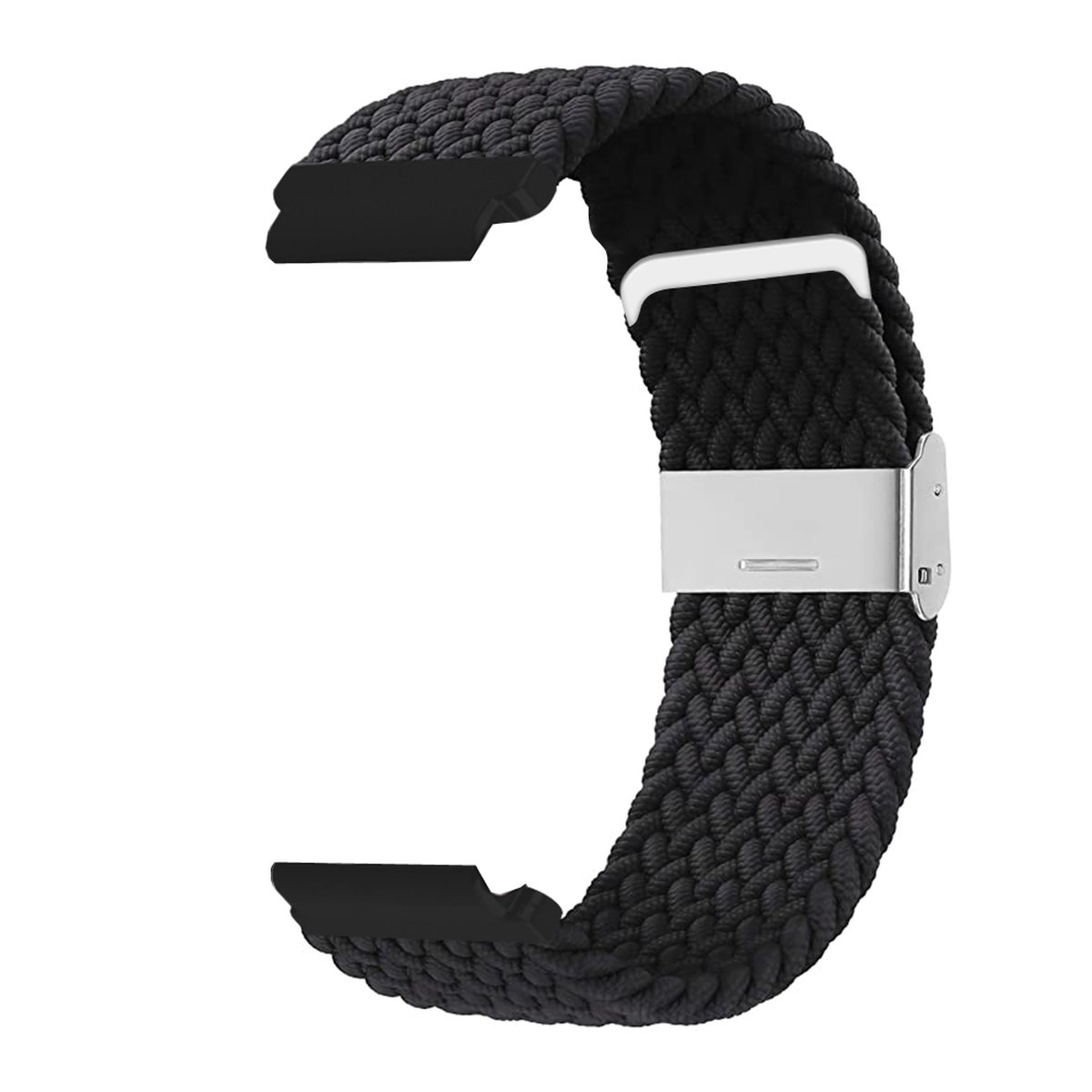 SmartphoneClip® Horlogeband - Nylon Gevlochten Elastisch - 22mm - Zwart - Horlogebandjes