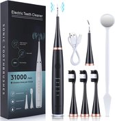 Premium oplaadbare sonische tandsteen verwijderaar - elektrische tandenborstel - complete set - 5 standen - 31.000/min - sonic -zwart