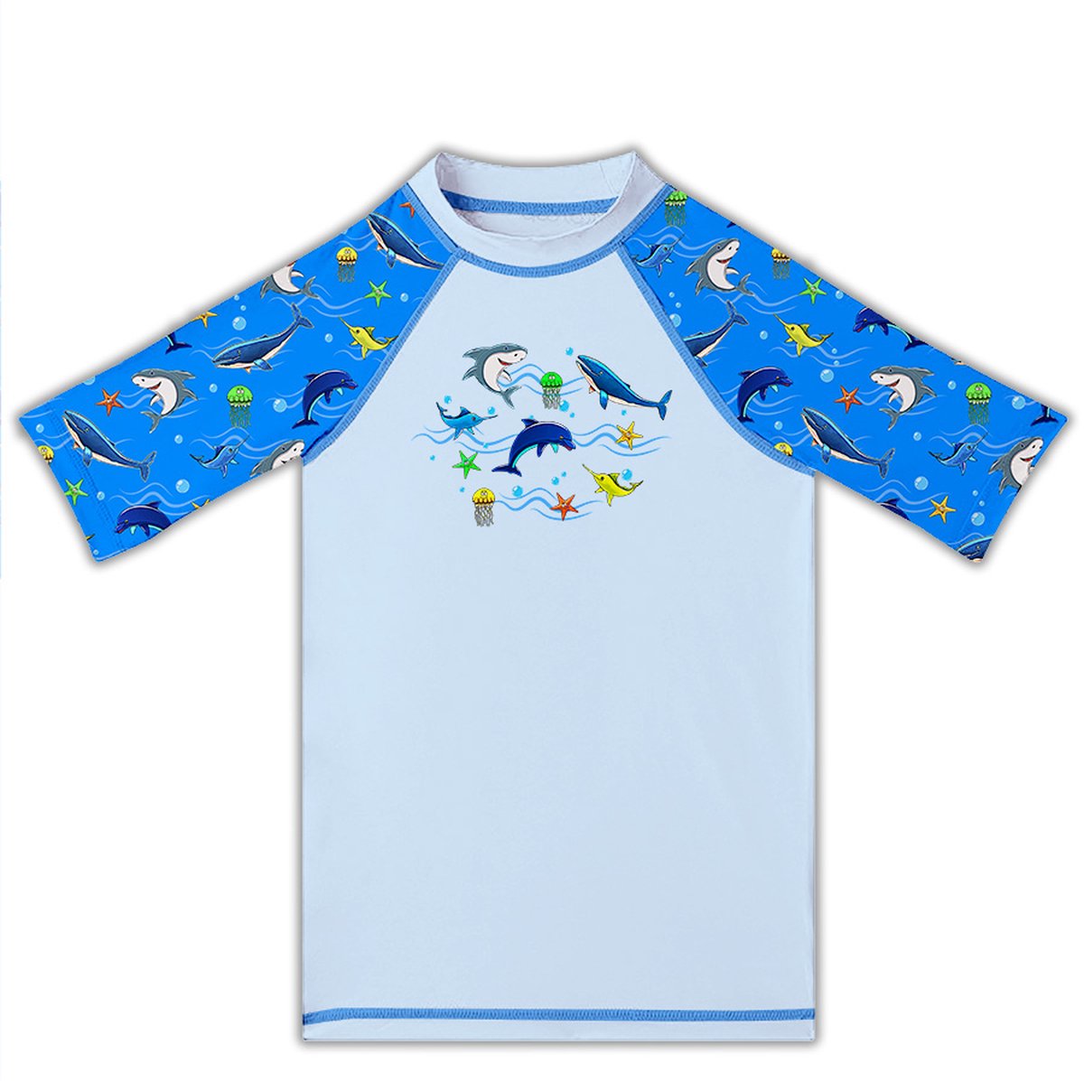 Slipstop UV Shirt Olympos - lichtblauw met vissen