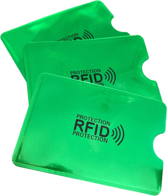 3 Stuks - RFID Bescherm Hoes - Groen - Bankpas Beschermer - RFID Blocker - ID Kaart Beschermer – NFC Bankpas - Creditcard - RFID Beschermhoesjes