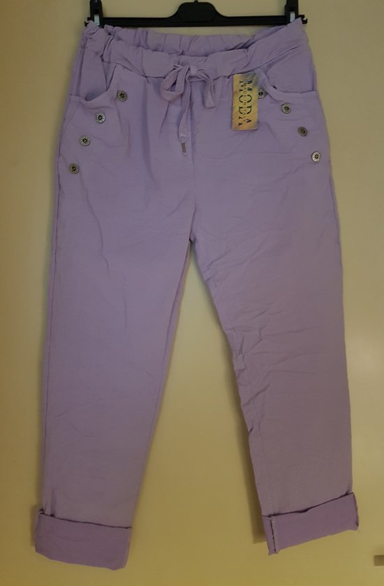 Pantalon femme avec boutons décoratifs lilas Taille unique