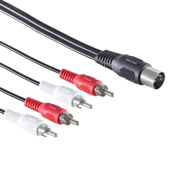 5-pin DIN (m) - 2x Stereo Tulp (m) Kabel - 1,5 meter - Zwart