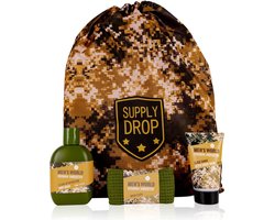 Badset MEN'S WORLD in sporttas met Camouflage - valentijncadeau voor hem