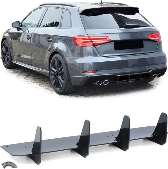 Audi A3 S3 8V Sportback 2016 t/m 2021 Diffuser Splitter Achterbumper Valance Spoiler Styling Tuning