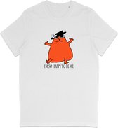 T Shirt Homme - T Shirt Femme - Funny Cat - Glad I Ben Me - Wit - XS