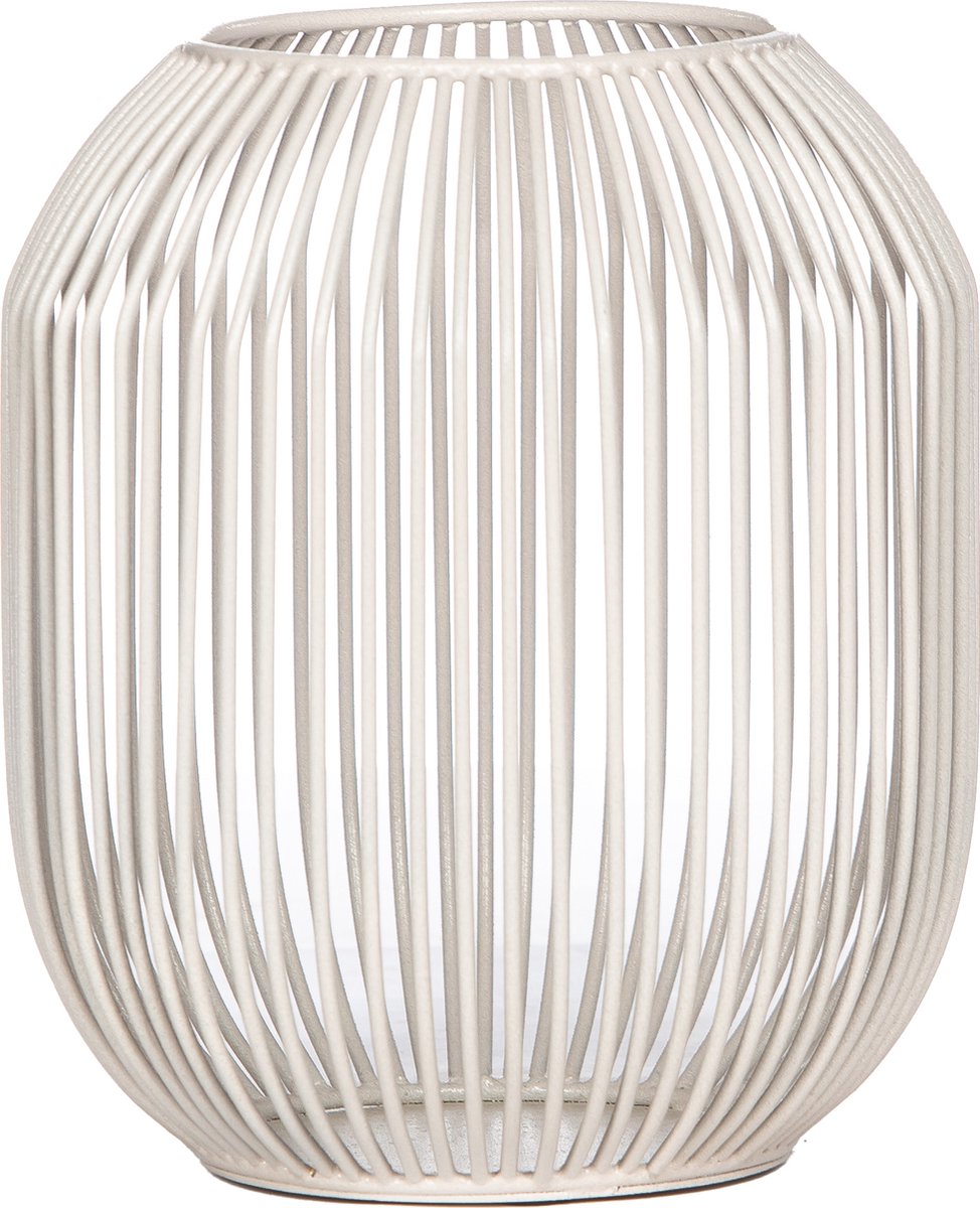 STILL - Windlicht - Kaarsenhouder - Ijzer - Beige - Warm Wit - 23x20 cm