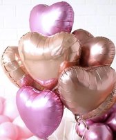 8 grote hartvormige folie ballonnen rosé goud en roze - aanzoek - valentijn - hart - folie - ballon - roze - liefde - rose goud