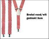 Bretel rood/wit geblokt 3cm - Bretels festival brabant thema feest party fun optocht carnaval