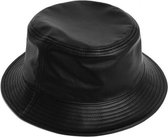 Bucket Hat Kunstleer - Maat 56/58 Regenhoed Vissershoed Hoed - Zwart