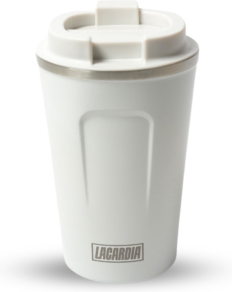 LaCardia Koffiebeker To Go Premium Wit – Thermosbeker – Theebeker – 380ML – Herbruikbaar