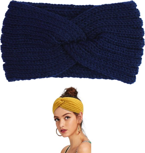Femur Haarband Dames – Sport Haarband – Warme Haarband – Elastisch – Bandana – Haar Accessoire – Oorwarmers – Alternatief voor een Muts - Winter - Navy Blauw