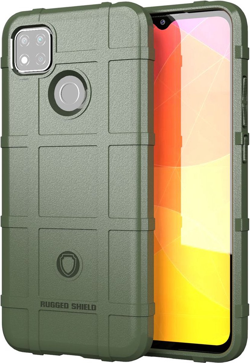 MobyDefend Hoesje - Geschikt voor Xiaomi Redmi 10A - Rugged Shield TPU Backcover - Groen