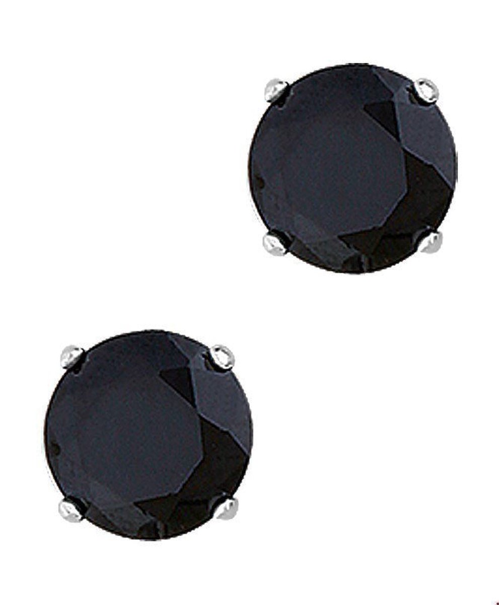 TFT Oorknoppen Zirkonia Zilver Gerhodineerd Glanzend 4mm zwart