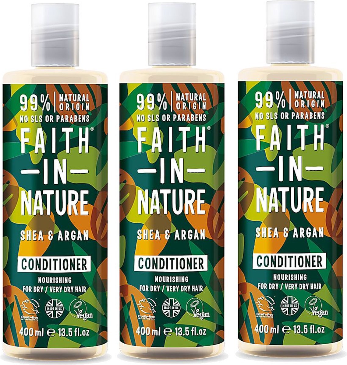 Faith in Nature - Shea & Argan Conditioner - 400ml - 3 Pak