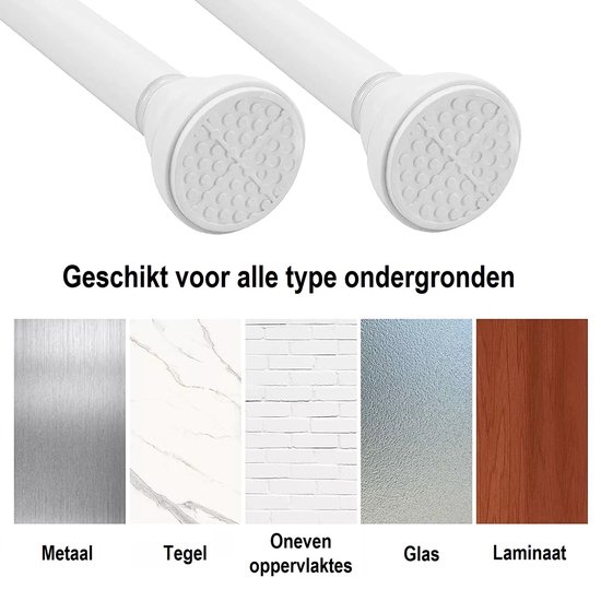 PLAY IT Tringle à Rideau Extensible - 67-115cm - Tringle à Rideau Autocollante - Rideaux - Wit