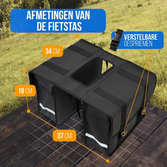 L-BRNO - SAC À VÉLO DOUBLE - POUR PORTE-BAGAGES - AVEC HOUSSE À VÉLO OFFERTE