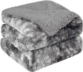 VOXO Luxe Sherpa Fleece Deken - Super Zacht, Warm en Donzig - Plaid voor op de Bank, Bed of Woonkamer Decoratie - 160 x 200 cm Wolf Grijs